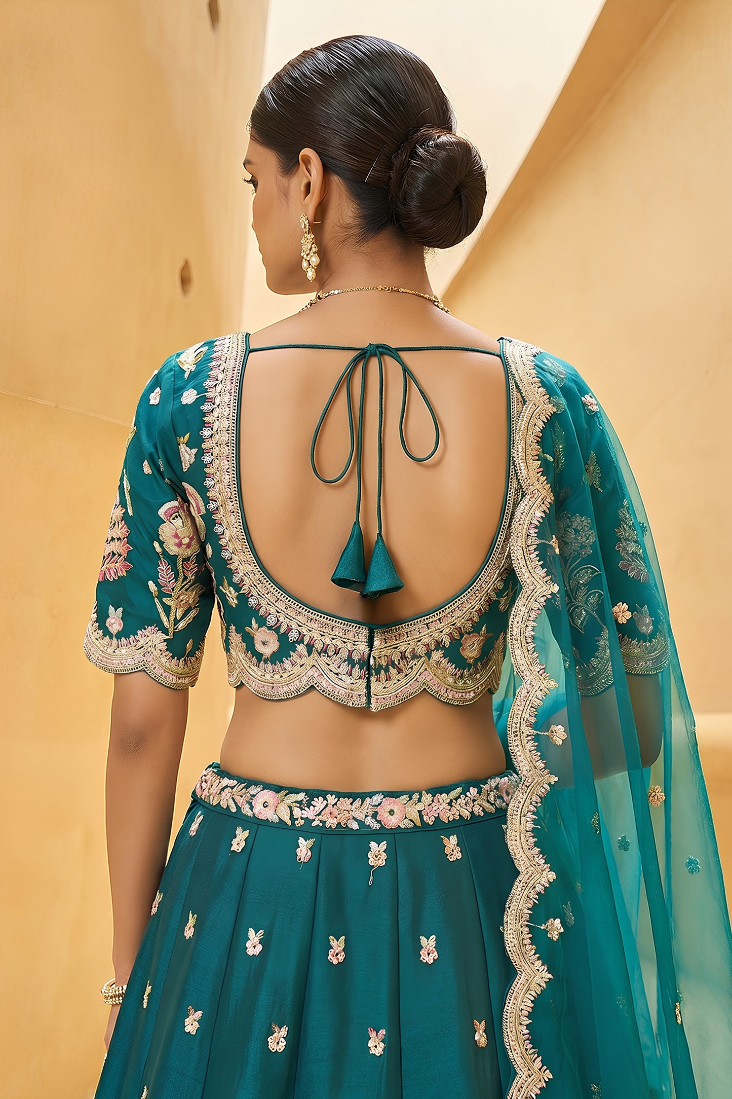 Exquisite Teal Green Designer Lehenga Choli with Heavy Embroidery Work and Matching Dupatta