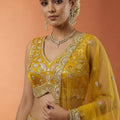 Awesome Mustard Yellow Designer Lehenga Choli with Heavy Embroidery Work and Matching Dupatta