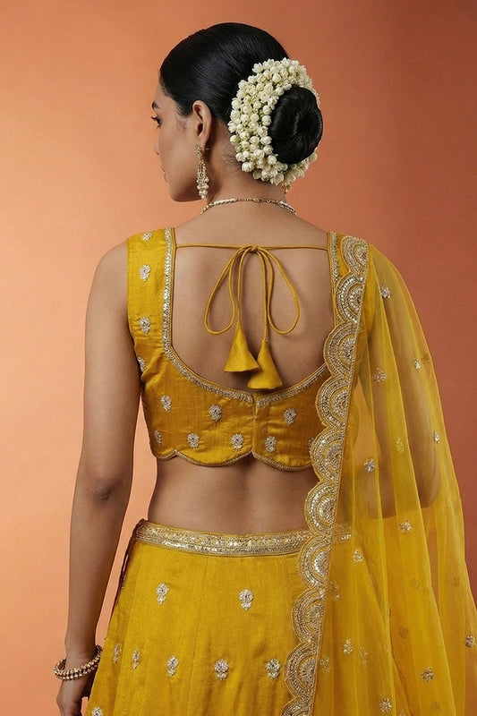 Awesome Mustard Yellow Designer Lehenga Choli with Heavy Embroidery Work and Matching Dupatta