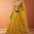Awesome Mustard Yellow Designer Lehenga Choli with Heavy Embroidery Work and Matching Dupatta