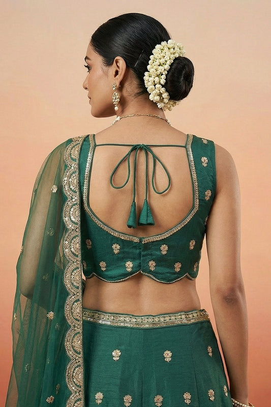 Elegant Rama Green Designer Lehenga Choli with Heavy Embroidery Work and Matching Dupatta