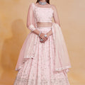 Elegant Pink Georgette Designer Lehenga Choli with Embroidery Work and Soft Net Dupatta