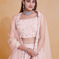 Elegant Pink Georgette Designer Lehenga Choli with Embroidery Work and Soft Net Dupatta