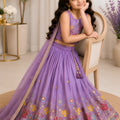 Beautiful Purple Floral Embroidered Lehenga Choli Set for Girls with Designer Dupatta