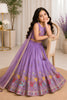 Beautiful Purple Floral Embroidered Lehenga Choli Set for Girls with Designer Dupatta