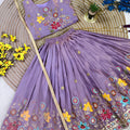 Beautiful Purple Floral Embroidered Lehenga Choli Set for Girls with Designer Dupatta