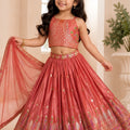 Gorgeous Rose Pink Designer Lehenga Choli Set for Girls with Embroiderd Work and Dupatta