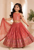 Gorgeous Rose Pink Designer Lehenga Choli Set for Girls with Embroiderd Work and Dupatta