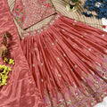 Gorgeous Rose Pink Designer Lehenga Choli Set for Girls with Embroiderd Work and Dupatta