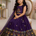 Stunning Purple Designer Lehenga Choli Set for Girls with Embroidered Work and Dupatta