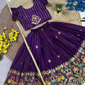 Stunning Purple Designer Lehenga Choli Set for Girls with Embroidered Work and Dupatta