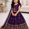 Stunning Purple Designer Lehenga Choli Set for Girls with Embroidered Work and Dupatta