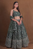 Stylish Rama Green Georgette Designer Lehenga Choli with Embroidery Work and Soft Net Dupatta