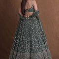 Stylish Rama Green Georgette Designer Lehenga Choli with Embroidery Work and Soft Net Dupatta