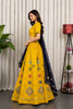 Vibrant Yellow Roman Silk Designer Lehenga Choli with Embroidery Work for Women