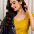 Vibrant Yellow Roman Silk Designer Lehenga Choli with Embroidery Work for Women