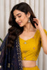 Vibrant Yellow Roman Silk Designer Lehenga Choli with Embroidery Work for Women