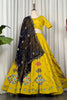 Vibrant Yellow Roman Silk Designer Lehenga Choli with Embroidery Work for Women