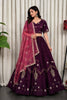 Royal Wine Designer Lehenga Choli with Embroidery Work and Dupatta for Women