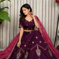 Royal Wine Designer Lehenga Choli with Embroidery Work and Dupatta for Women