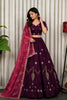 Royal Wine Designer Lehenga Choli with Embroidery Work and Dupatta for Women