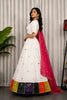 Stylish White Designer Lehenga Choli with Embroidery Work and Rani Pink Dupatta for Women