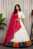 Stylish White Designer Lehenga Choli with Embroidery Work and Rani Pink Dupatta for Women