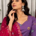Awesome Purple Designer Lehenga Choli with Embroidery Work and Rani Pink Dupatta for Women