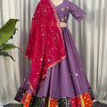 Awesome Purple Designer Lehenga Choli with Embroidery Work and Rani Pink Dupatta for Women