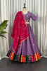 Awesome Purple Designer Lehenga Choli with Embroidery Work and Rani Pink Dupatta for Women