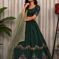 Charming Rama Green Designer Lehenga Choli with Embroidery Work and Green Dupatta for Women
