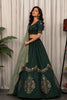 Charming Rama Green Designer Lehenga Choli with Embroidery Work and Green Dupatta for Women