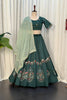 Charming Rama Green Designer Lehenga Choli with Embroidery Work and Green Dupatta for Women