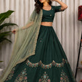 Charming Rama Green Designer Lehenga Choli with Embroidery Work and Green Dupatta for Women