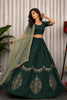 Charming Rama Green Designer Lehenga Choli with Embroidery Work and Green Dupatta for Women