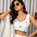 Delicate White Designer Lehenga Choli with Embroidery Work and Matching Dupatta for Women