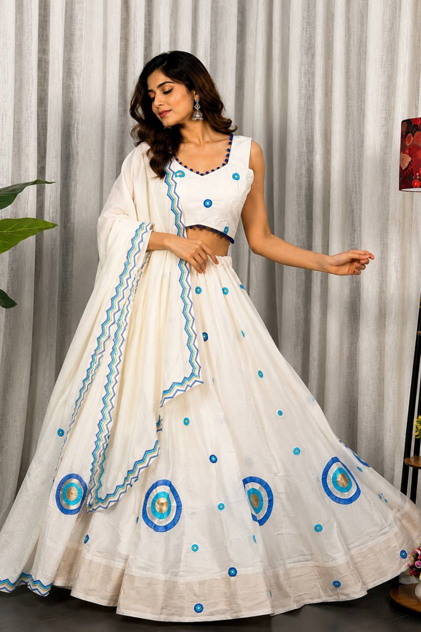 Delicate White Designer Lehenga Choli with Embroidery Work and Matching Dupatta for Women