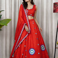 Vibrant Orange Designer Lehenga Choli with Embroidery Work and Matching Dupatta for Women