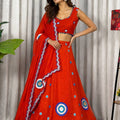 Vibrant Orange Designer Lehenga Choli with Embroidery Work and Matching Dupatta for Women