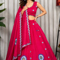 Beautiful Rani Pink Designer Lehenga Choli with Embroidery Work and Matching Dupatta for Women