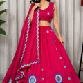 Beautiful Rani Pink Designer Lehenga Choli with Embroidery Work and Matching Dupatta for Women