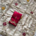 Elegant Off White Fendy Satin Silk Mono Banglory Saree for Women