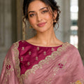 Elegant Dusty Pink Fendy Satin Silk Mono Banglory Saree for Women