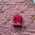 Elegant Dusty Pink Fendy Satin Silk Mono Banglory Saree for Women
