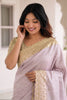 Luxury Lavender Pure Kanjivaram Silk Embroidery Border Saree for Women