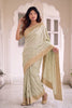 Premium Pista Green Pure Kanjivaram Silk Embroidery Work Saree for Women