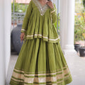 Glorious Green Cotton Designer Lehenga Choli for Women With Gota Patti Work