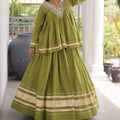 Glorious Green Cotton Designer Lehenga Choli for Women With Gota Patti Work