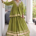 Glorious Green Cotton Designer Lehenga Choli for Women With Gota Patti Work