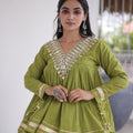 Glorious Green Cotton Designer Lehenga Choli for Women With Gota Patti Work